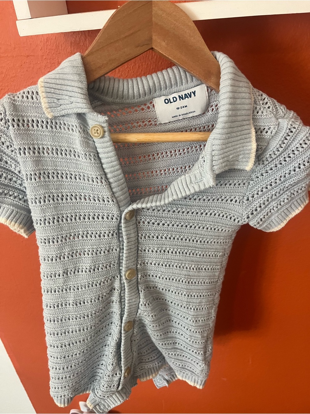 Old Navy Light blue Knit Polo Romper - Kids